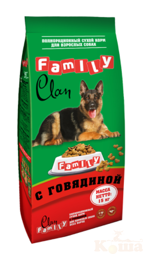 картинка Clan Family сухой корм для собак всех пород Говядина,  15 кг, № 1 от магазина Коша