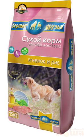 картинка Сухой корм "Верные друзья" гипоаллергенный д/взрослых собак всех пород ЯГНЁНОК/РИС 15 кг от магазина Коша