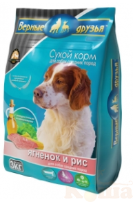 картинка Сухой корм "Верные друзья" гипоаллергенный для взрослых собак средних пород "Ягненок и рис" 3 кг от магазина Коша