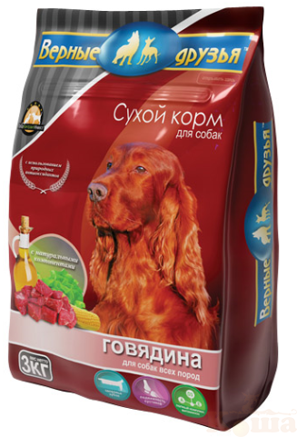 картинка Сухой корм "Верные друзья" для взрослых собак всех пород "Говядина"3 кг от магазина Коша