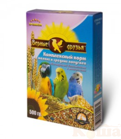 картинка Корм для мелких и средних попугаев "Верные друзья" обогащенный витаминами и минералами 500гр от магазина Коша