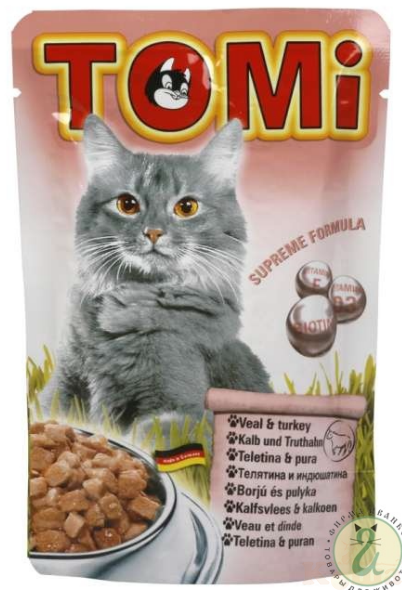 картинка TOMI консервы для кошек-пауч 100г телятина с индейкой   (уп-20 шт) Германия от магазина Коша