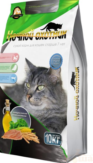 картинка Сухой корм для кошек премиум класса " Ночной охотник " для кошек старше 7 лет 10 кг от магазина Коша