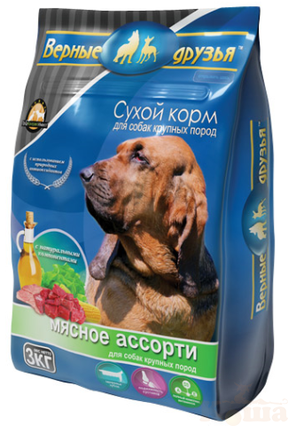 картинка Сухой корм "Верные друзья " для взрослых собак мясное ассорти крупных пород 3 кг от магазина Коша