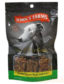 картинка JOHN'S FARMS Duck Rice Bones Косточки из утки и риса лакомства д/собак 60/80г , 1х80г от магазина Коша