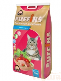 картинка Сухой корм для кошек "Puffins" "Мясное жаркое" 10 кг от магазина Коша