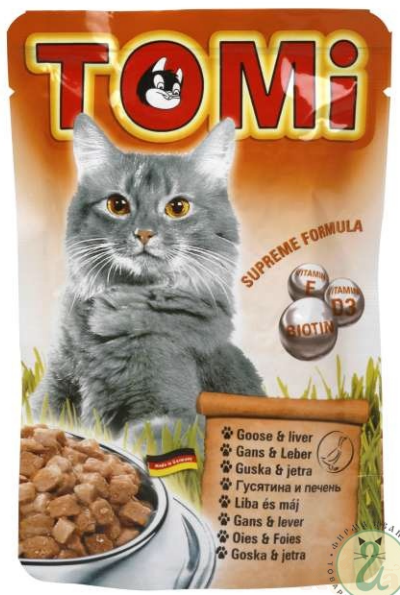картинка TOMI консервы для кошек-пауч 100г гусь с печенью   (уп-20 шт) Германия от магазина Коша