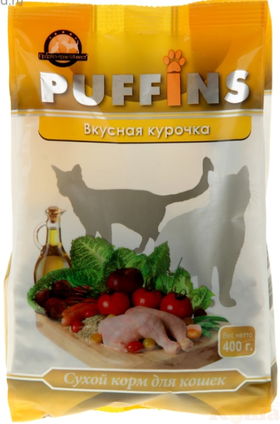 картинка Сухой корм для кошек Puffins 400 гр. Вкусная курочка от магазина Коша