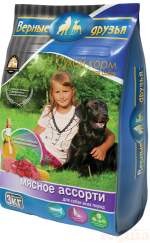 картинка Сухой корм "Верные друзья" для взрослых собак всех пород "Мясное ассорти"3 кг от магазина Коша