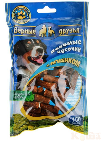 картинка Лакомые палочки с ягненком (резаные)150гр. для собак всех пород от магазина Коша