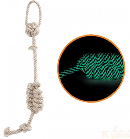картинка Игрушка для собак "Веревка - плетеные узелки" (светится в темноте), 460мм, Triol от магазина Коша