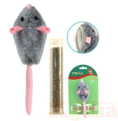 картинка Игрушка для кошек"Плюшевая мышка",кошачья мята в тубе, 80мм от магазина Коша