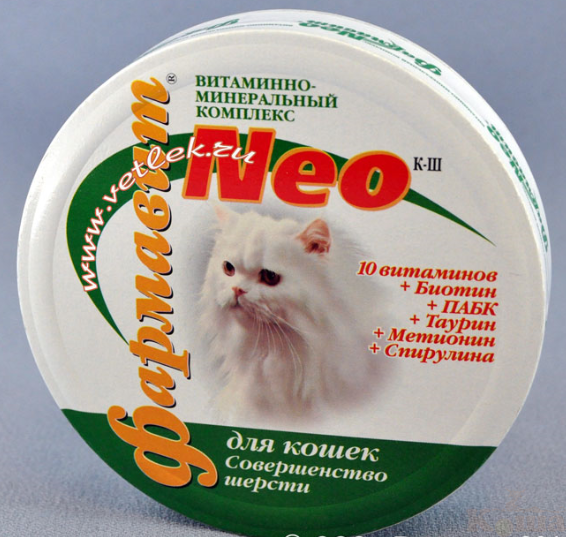 картинка Фармовит NEO К-Ш Совершен.шерсти кошек 60 таб. х 0,5 гр. от магазина Коша