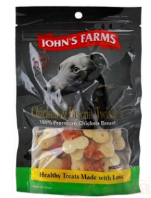 картинка JOHN'S FARMS Chicken & Biscuit Twisters Куриный бисквит лакомства д/собак 60/80г , 1х80г от магазина Коша