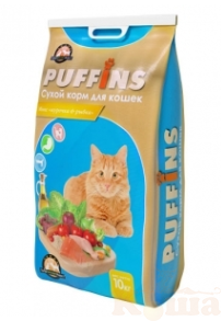 картинка Сухой корм для кошек "Puffins" "Курочка и рыбка" 10 кг от магазина Коша