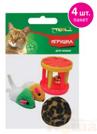 картинка Набор игрушек д/кош (2 мыши,мех.шар,барабан) от магазина Коша