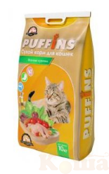 картинка Сухой корм для кошек "Puffins" "Вкусная курочка" 10 кг от магазина Коша